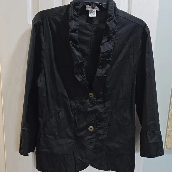 Wearables Black Ruffled Jacket Size XL - Picture 3 of 13